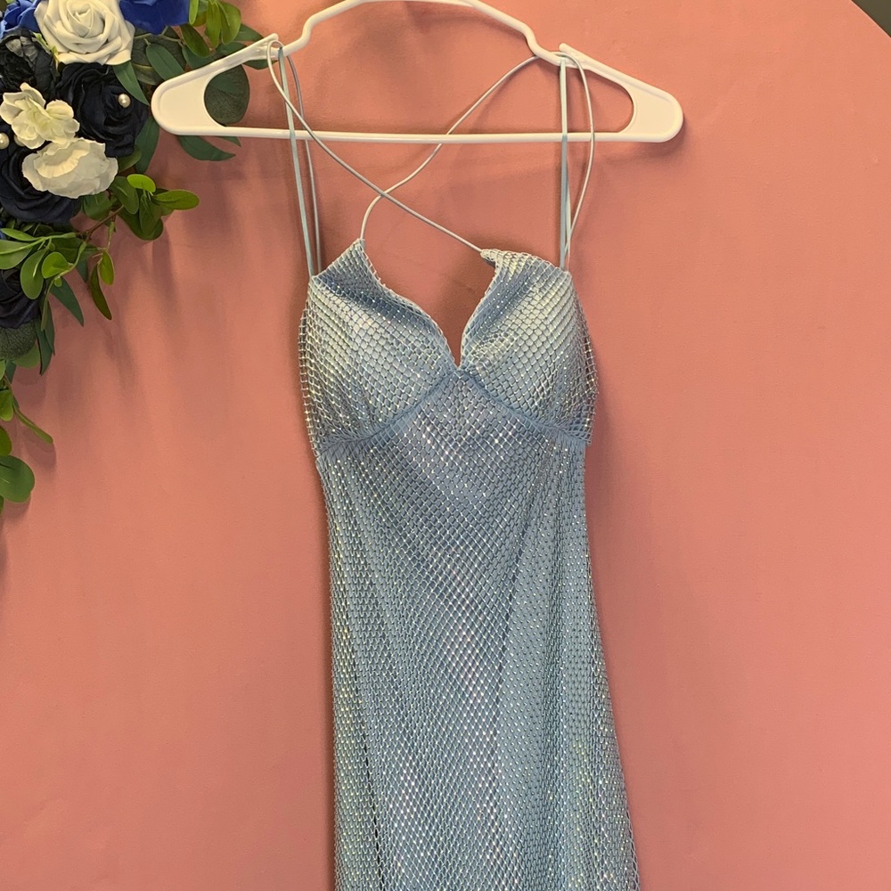 Crystal Doll Light Blue Mesh Dress